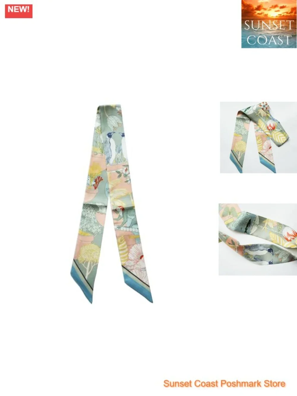100% Real Mulberry Silk Narrow Scarf - Hair Tie, Handbag Wrap, Neck Tie